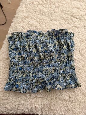 emory park Blue Floral Print Top